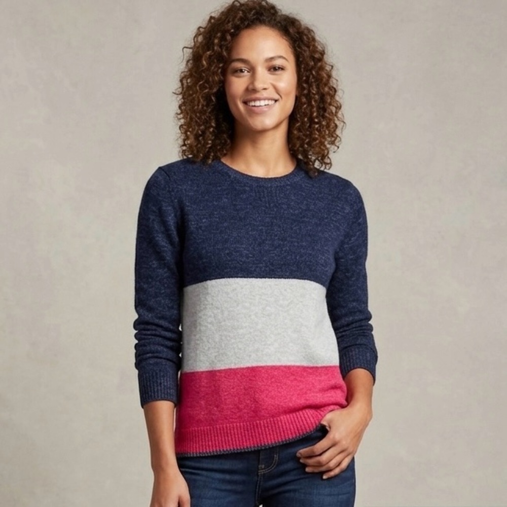 GAP Tri-Color Colorblock Pullover Sweater Size Large | 100% Cotton